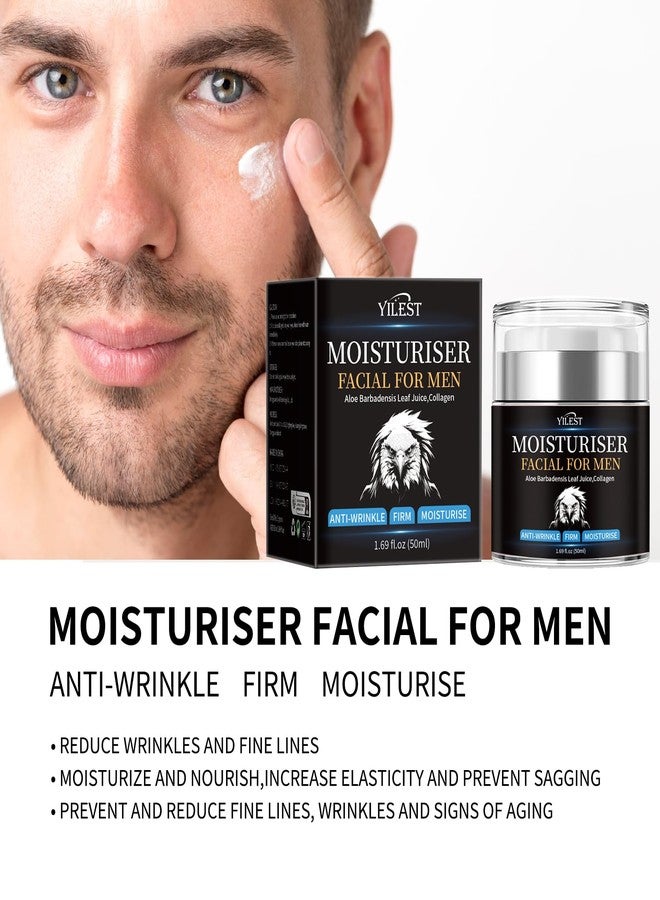 YILEST Men's Anti-Wrinkle Firming Face Moisturizer, Lightweight Daily Hydrating Cream with Aloe & Collagen, Reduces Fine Lines, Nourishes All Skin Types, 1.69 Fl Oz - Image 3